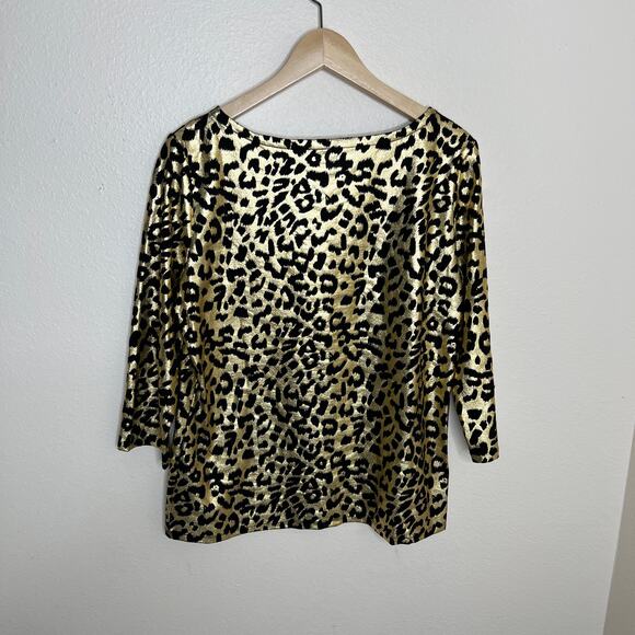 Rebecca Malone Gold Leopard Pattern Top Large - Picture 6 of 10